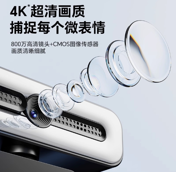 4K超清电脑摄像头家用带麦笔记本台式机网课考研会议...